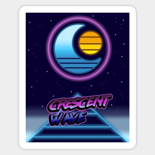 Retrowave Crescent Moon Sticker